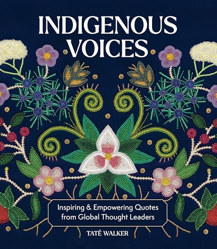 Book cover with floral beadwork design and title "Indigenous Voices".