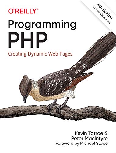 Book cover for Programming PHP featuring a brown and white bird on a branch.