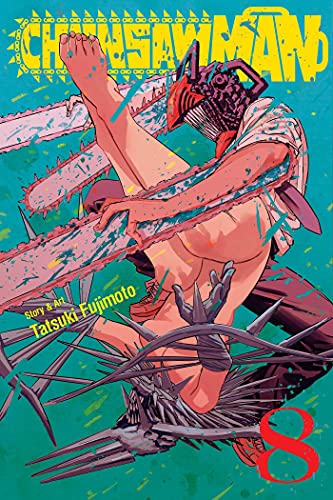 Chainsaw Man manga volume 8 cover featuring a character with a chainsaw head.