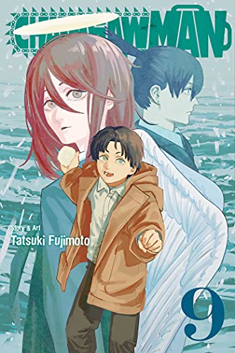 Chainsaw Man, Vol. 9" manga cover featuring three characters against a white background.