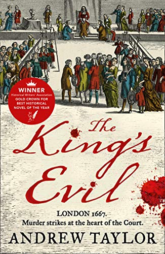 Book cover illustration showing a crowd of 17th-century figures with red blood splatter effects.