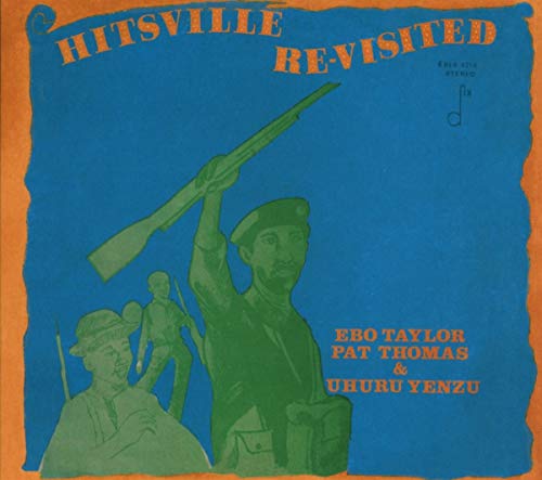 "Album cover with blue background, orange text, and green-toned soldier illustrations."
