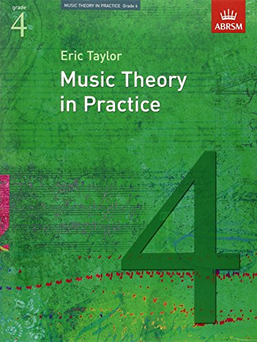 Green ABRSM Music Theory in Practice Grade 4 textbook cover with musical notation background.