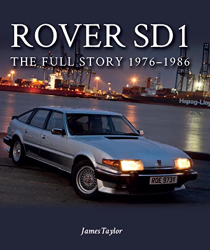 Book cover showing a silver Rover SD1 car parked at a shipping port at night.