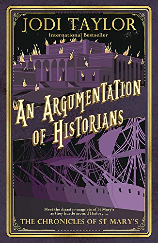 Book cover for An Argumentation of Historians featuring a burning building and sailing ships.