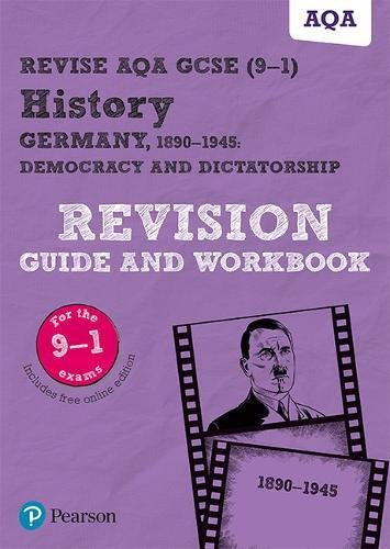 Purple textbook cover with "Revision Guide and Workbook" and Hitler image.