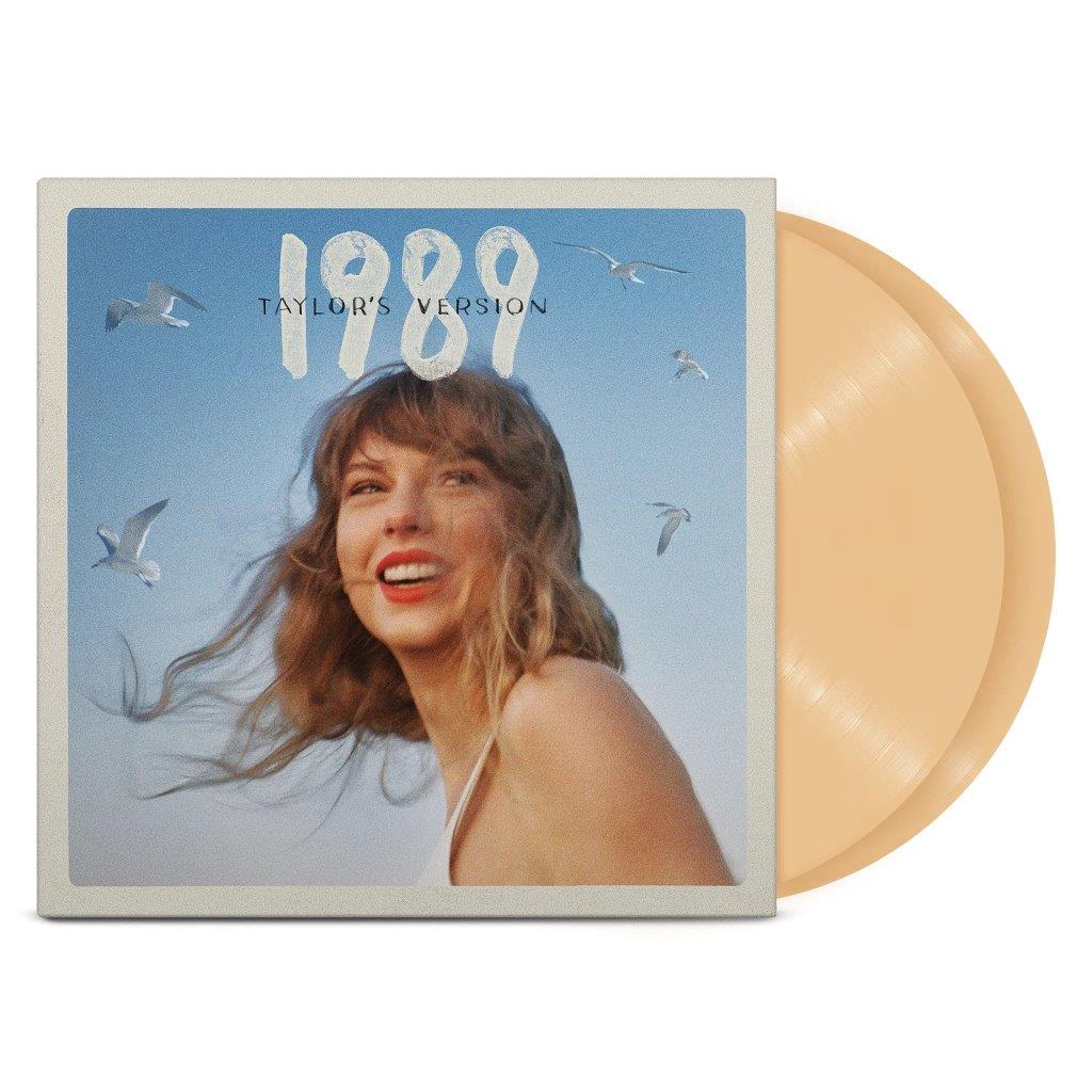 Taylor Swift 1989 Taylor's Version vinyl record cover with two tangerine orange vinyl discs.