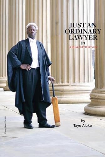 Book cover: Man in lawyer’s robes holding a cricket bat, columns background.