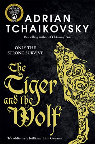 Book cover: ornate gold wolf head on a dark, textured background.