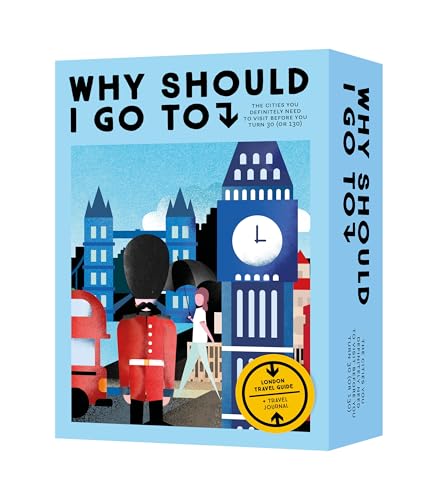 Gift box with illustrated London landmarks, including Big Ben and a Beefeater.