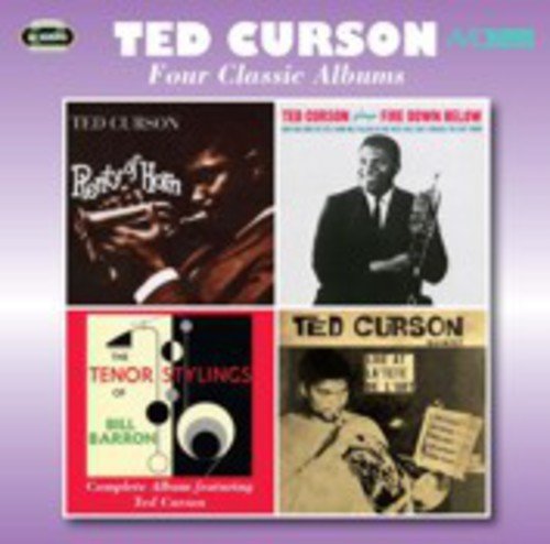 "CD cover with four jazz album art images on purple background."