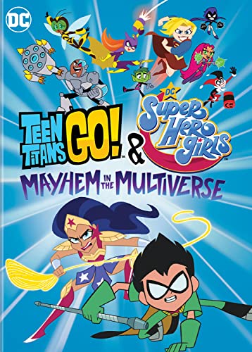 DVD cover featuring cartoon superheroes from Teen Titans Go! and DC Super Hero Girls.