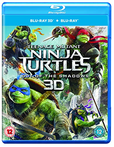 Teenage Mutant Ninja Turtles: Out of the Shadows" Blu-ray case with the four turtles.