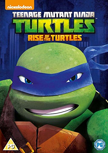 "Teenage Mutant Ninja Turtles DVD cover featuring a green turtle with a blue mask."