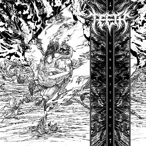 Black and white album cover depicting a couple embraced amidst swirling, dark imagery.