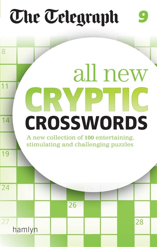 Book cover: "The Telegraph: All New Cryptic Crosswords 9" with green grid.