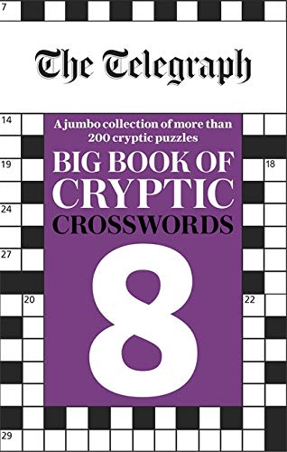 Book cover: “The Telegraph Big Book of Cryptic Crosswords 8” with grid.