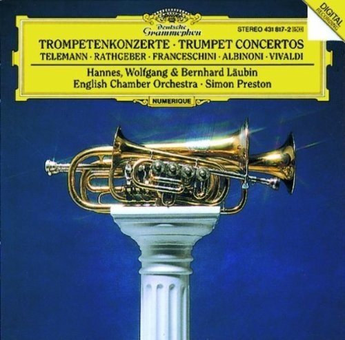 CD cover featuring a golden trumpet atop a white classical column.