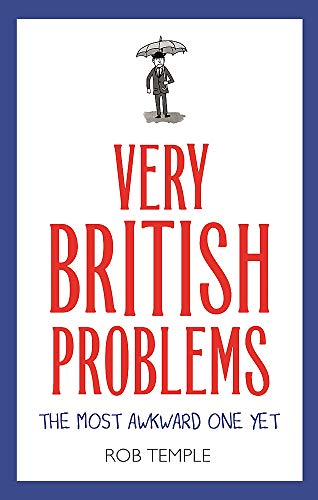 Book cover: "Very British Problems" with illustrated man under umbrella.