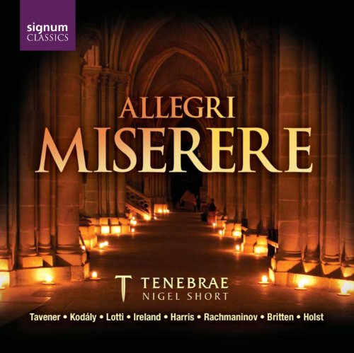 CD cover for "Miserere" by Allegri, featuring a church interior with candles.