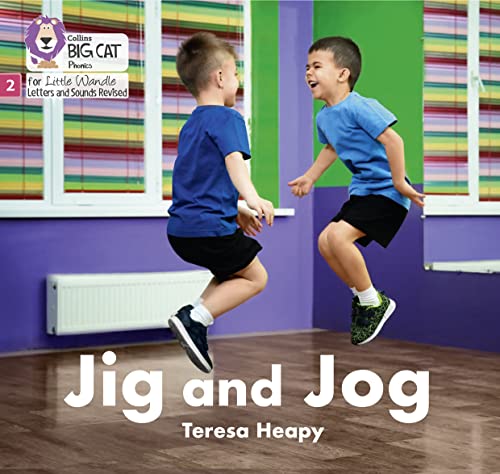 Book cover: two boys jumping, titled "Jig and Jog" by Teresa Heapy.