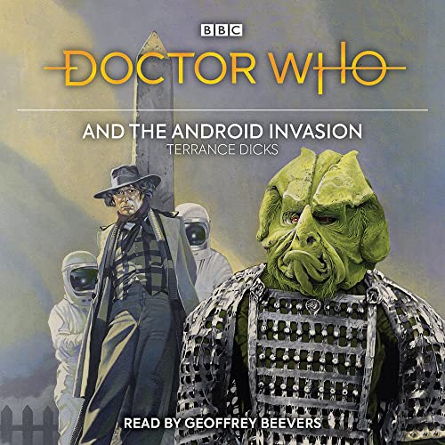 Doctor Who" book cover featuring the Doctor, androids, and a green alien.