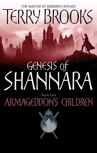 Fantasy book cover with a ruined city, a figure, and sword imagery.