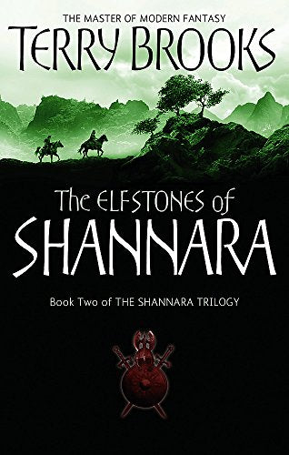 Book cover for The Elfstones of Shannara by Terry Brooks with a green landscape illustration.