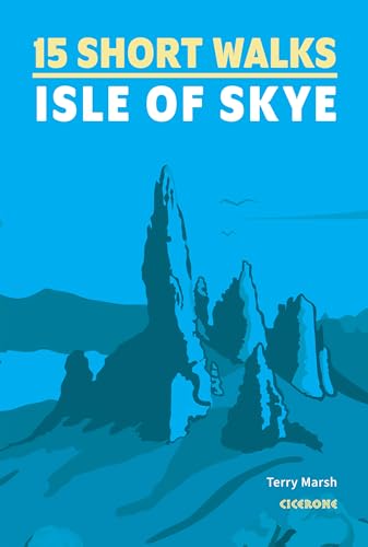 Book cover: “15 Short Walks Isle of Skye” with mountain illustration.