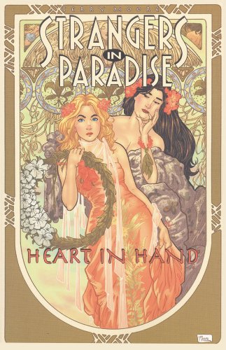 Cover of “Strangers In Paradise Vol. 12” featuring two women in Art Nouveau style.