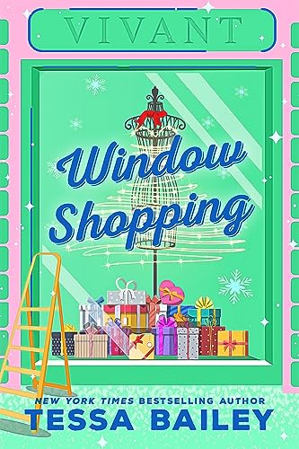 Book cover: “Window Shopping” depicts a dress form with gifts below.