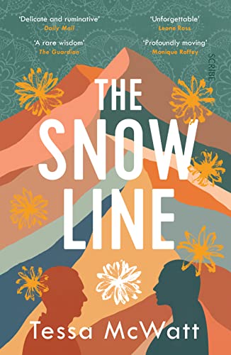 Book cover: "The Snow Line" by Tessa McWatt, with floral and silhouette designs.