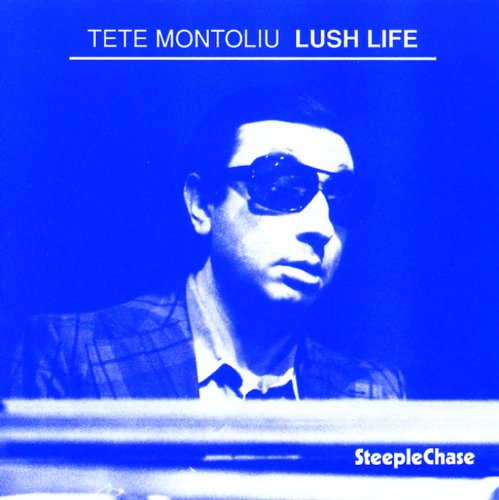 CD cover: Tete Montoliu portrait in sunglasses, blue background.