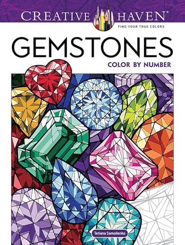Coloring book cover featuring faceted gemstones in various colors and shapes.