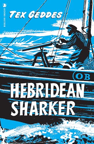 Book cover: man in boat with harpoon, blue and white waves.