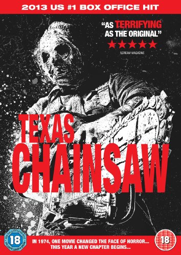 DVD cover art featuring a masked figure holding a chainsaw with red text overlay.