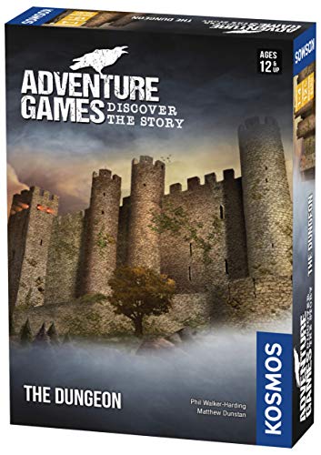Box for "Adventure Games: The Dungeon" board game with castle illustration.