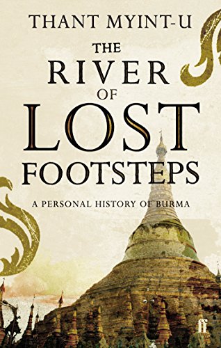 Book cover: “The River of Lost Footsteps” with a Burmese temple image.