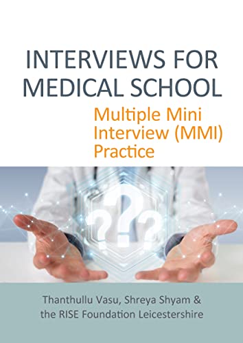 Book cover for “Interviews for Medical School” with glowing question marks.