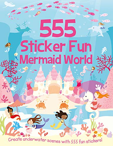 Colorful sticker book cover featuring mermaids, sea creatures, and an underwater castle.