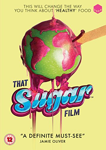 DVD cover for "That Sugar Film" featuring a dripping, candied apple.