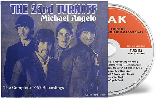 CD cover featuring a blue-toned photo of a 1960s rock band, Michael Angelo.