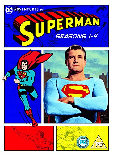 DVD cover for "The Adventures of Superman" seasons 1-4, featuring George Reeves.