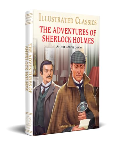 Book cover of "The Adventures of Sherlock Holmes" with illustrated characters.