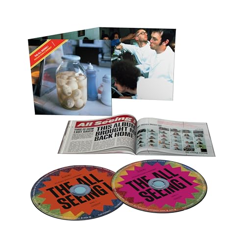 CD packaging featuring a man, pickled eggs, and open newspaper spread.