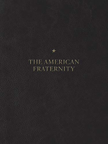 Black book cover with gold text: "The American Fraternity" and a star.