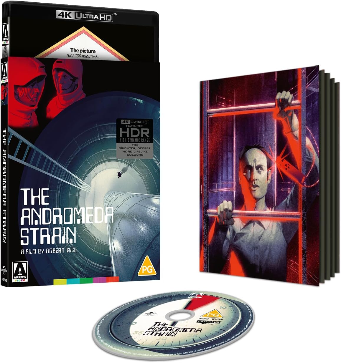 The Andromeda Strain" Blu-ray case with a suited figure in a biohazard suit.
