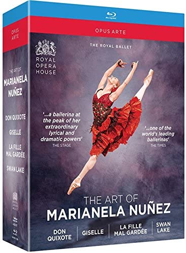 Blu-ray cover featuring ballerina Marianela Núñez in a red dress mid-leap.