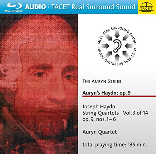 Blu-ray cover for “Auryn’s Haydn: Op. 9” featuring a portrait and logos.