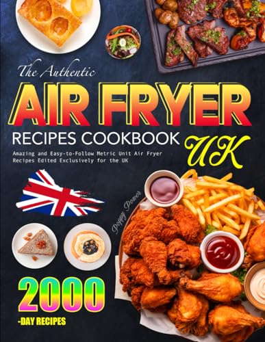 Cookbook cover featuring air fryer food: chicken, fries, and other dishes.